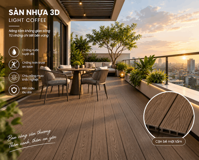 công trình Sàn Gỗ Nhựa 3D – Light Coffee