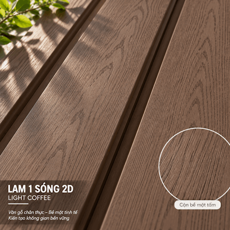 bề mặt Gỗ Nhựa Lam 1 Sóng 2D – Light Coffee