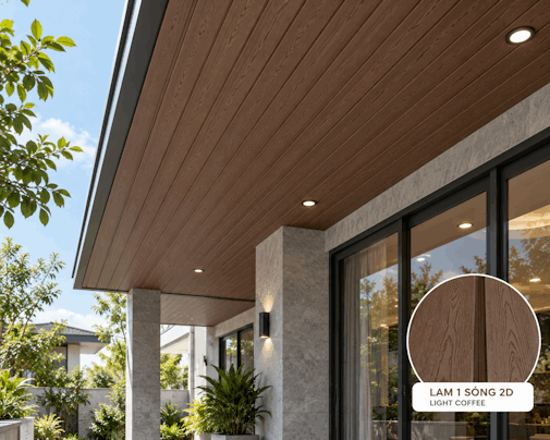 công trình Gỗ Nhựa Lam 1 Sóng 2D – Light Coffee