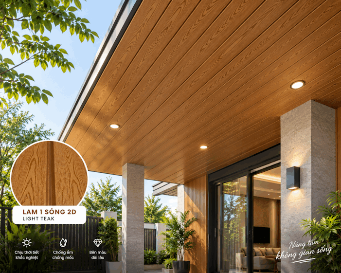 công trình Gỗ Nhựa Lam 1 Sóng 2D – Light Teak