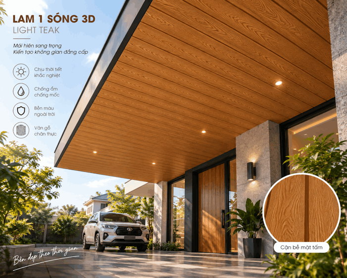 công trình Gỗ Nhựa Lam 1 Sóng 3D – Light Teak