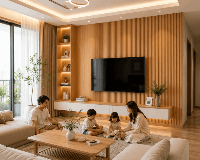 Tấm Ốp Lam 4 Sóng Cao SG-04 ốp phòng khách