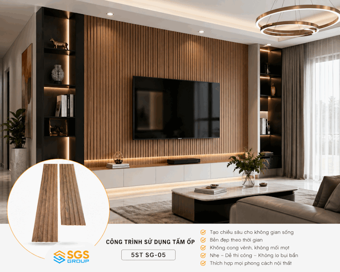 Tấm ốp lam 5 sóng thấp SG-05 ốp phòng khách