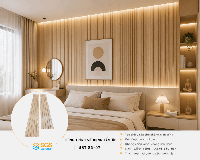 Tấm ốp lam 5 sóng thấp SG-07 ốp phòng ngủ