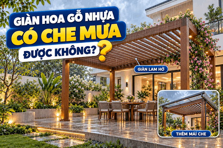 Giàn hoa gỗ nhựa có che mưa được không?