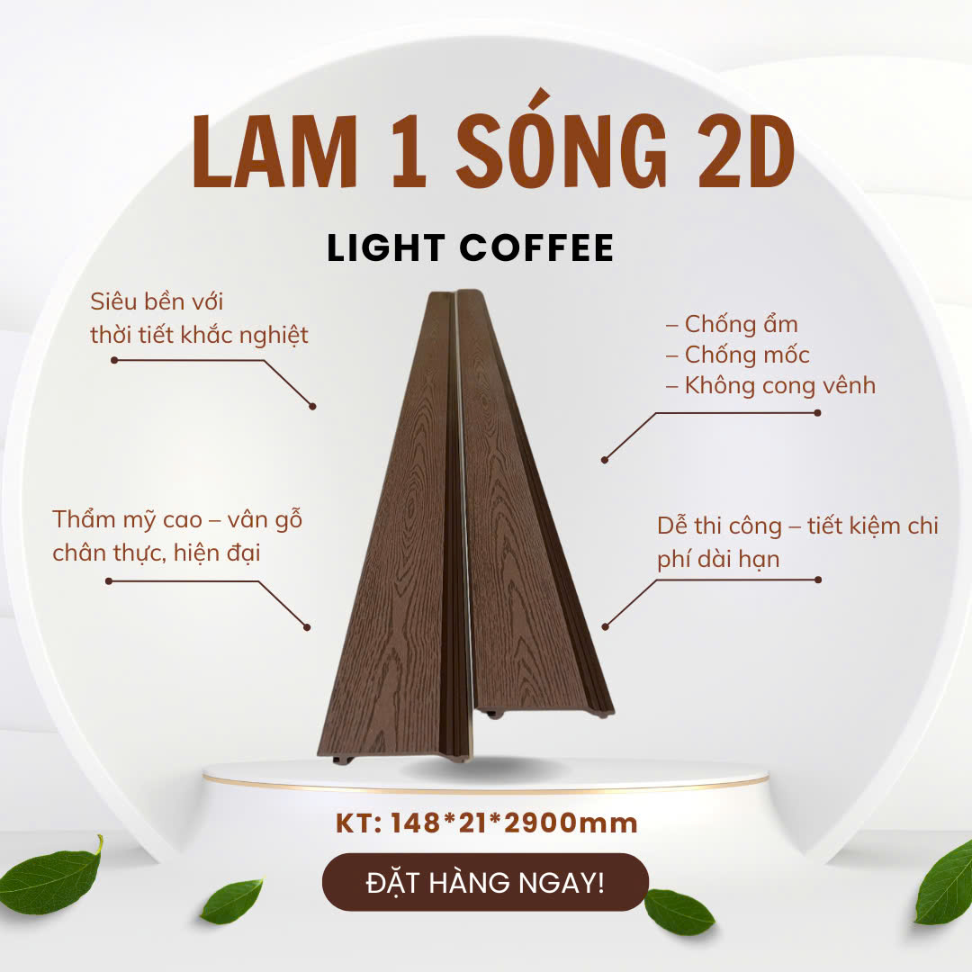 Gỗ Nhựa Lam 1 Sóng 2D – Light Coffee
