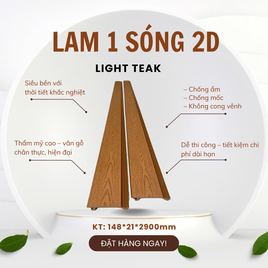 Gỗ Nhựa Lam 1 Sóng 2D – Light Teak