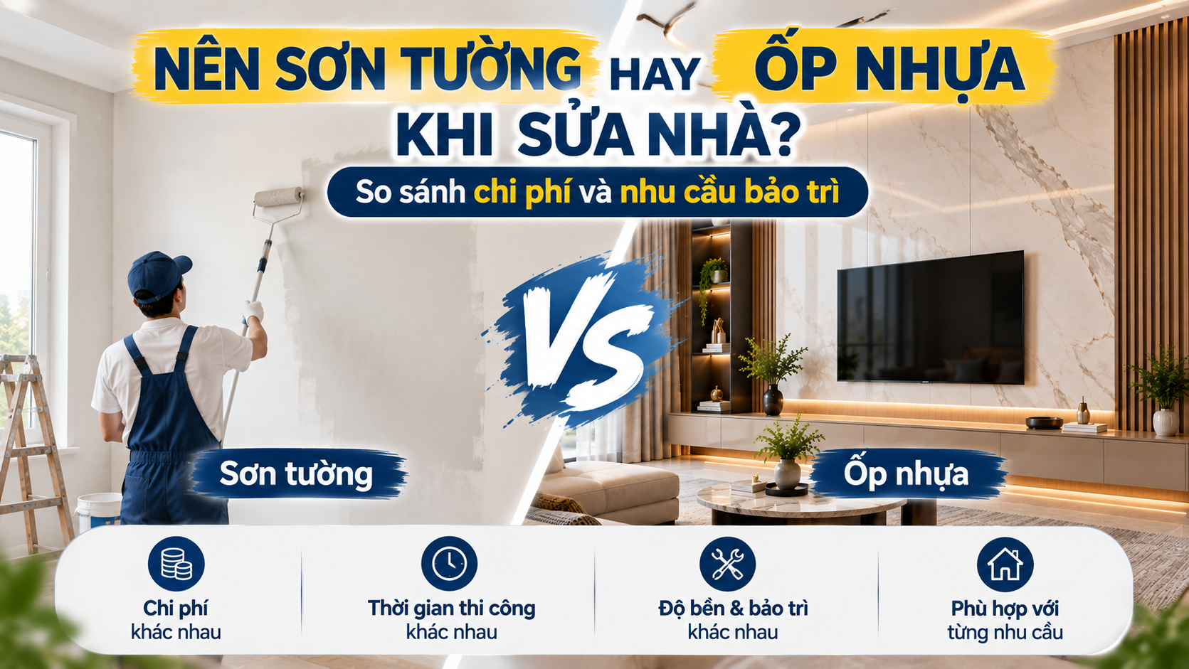 Nên sơn tường hay ốp nhựa khi sửa nhà? So sánh chi phí