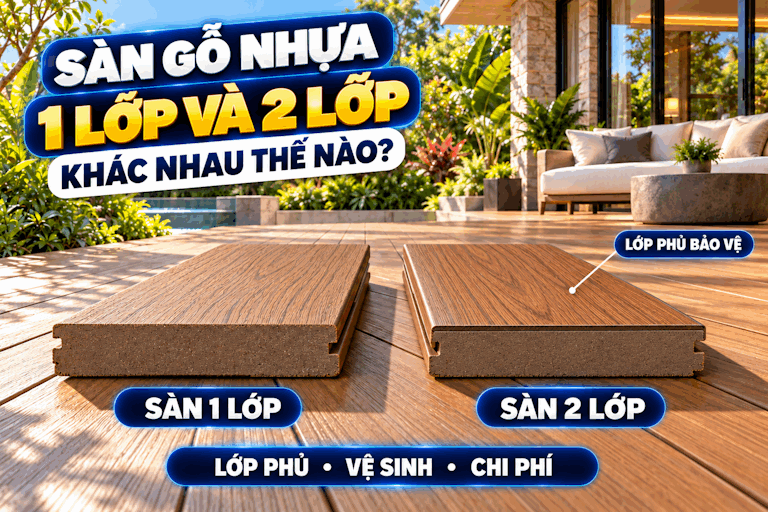 Sàn gỗ nhựa 1 lớp và 2 lớp: Khác gì, chọn loại nào?