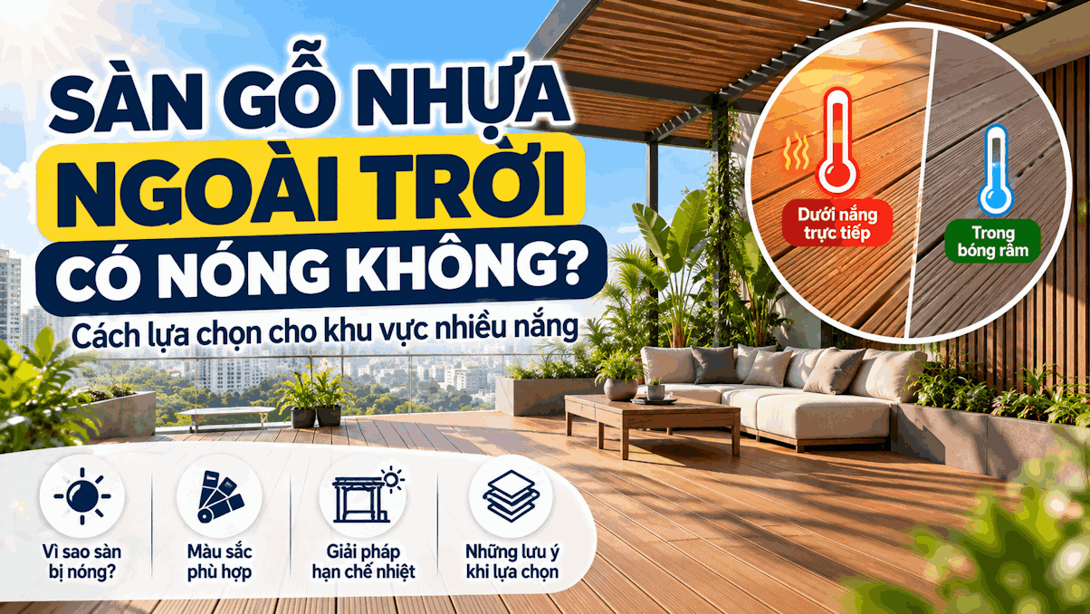 Sàn gỗ nhựa ngoài trời có nóng không? Cách chọn cho nơi nhiều nắng