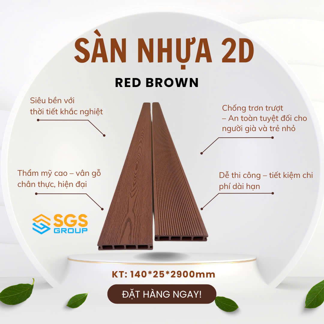 Sàn Gỗ Nhựa 2D – Red Brown