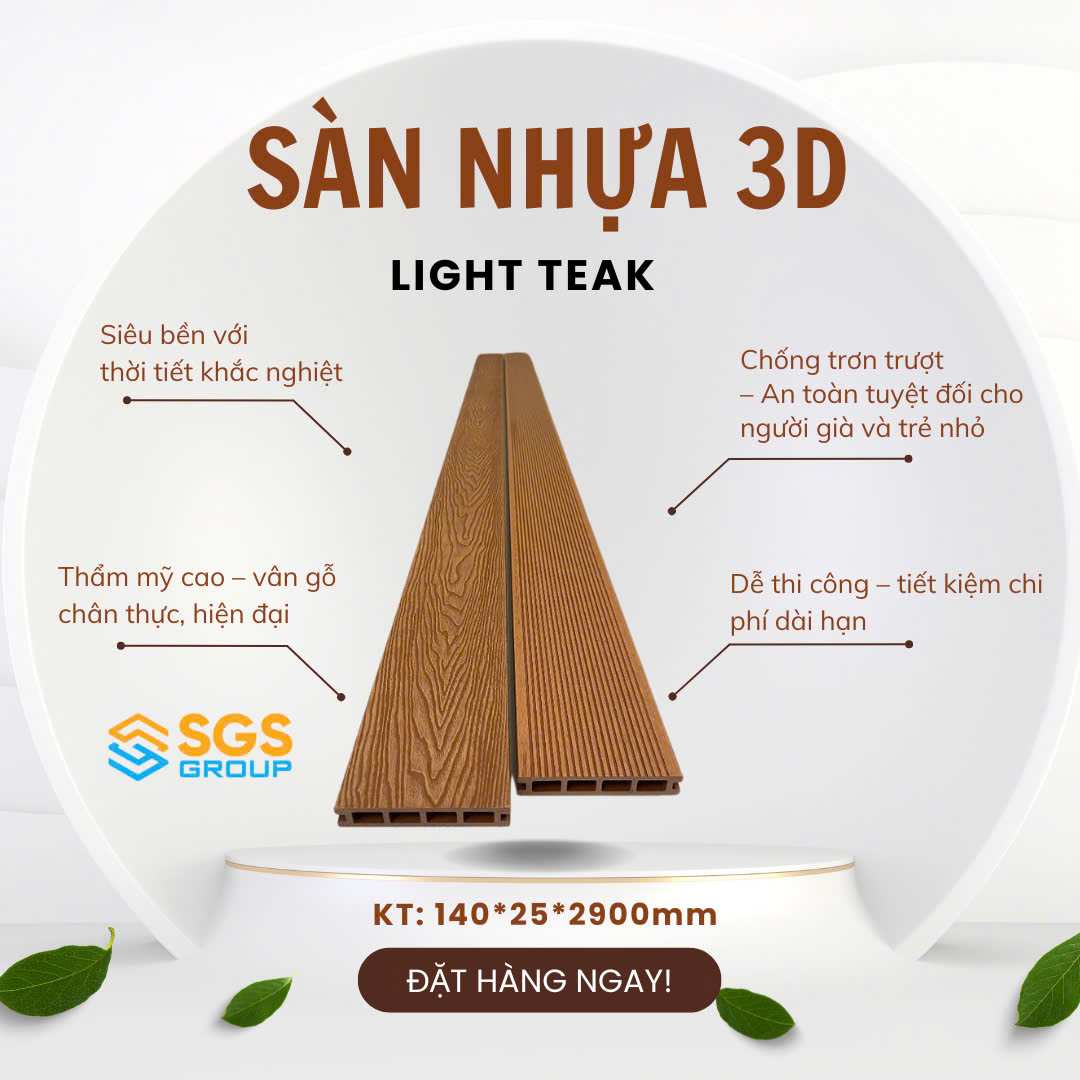 Sàn Gỗ Nhựa 3D – Light Teak