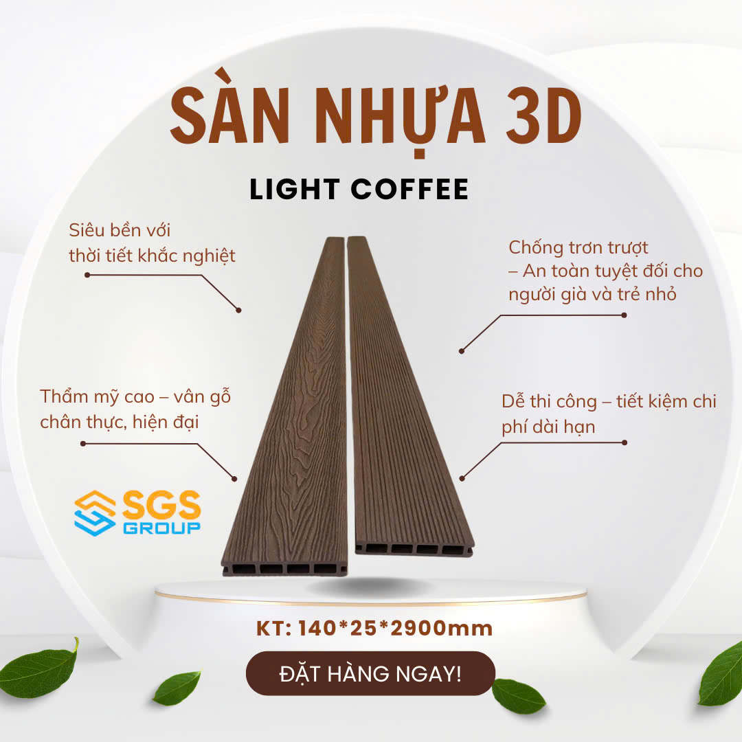 Sàn Gỗ Nhựa 3D – Light Coffee