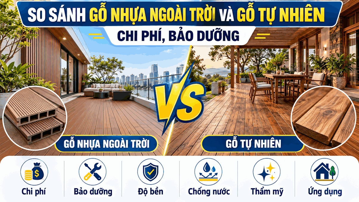 So sánh gỗ nhựa ngoài trời và gỗ tự nhiên: Chi phí, bảo dưỡng