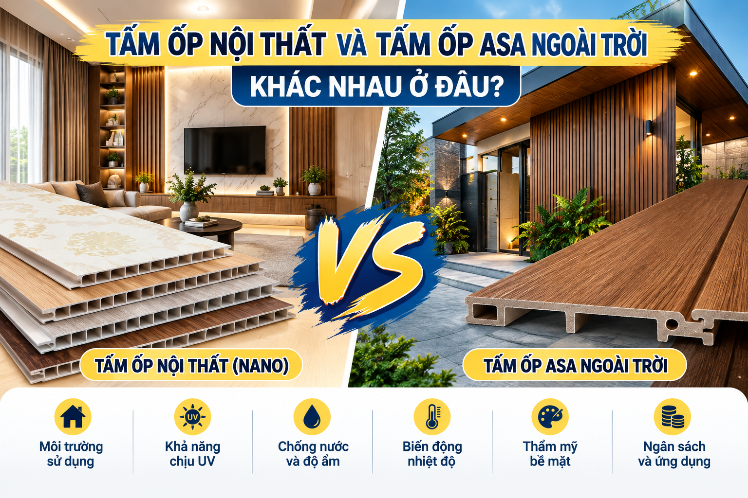 Tấm ốp nội thất và tấm ốp ASA ngoài trời khác nhau ở đâu?