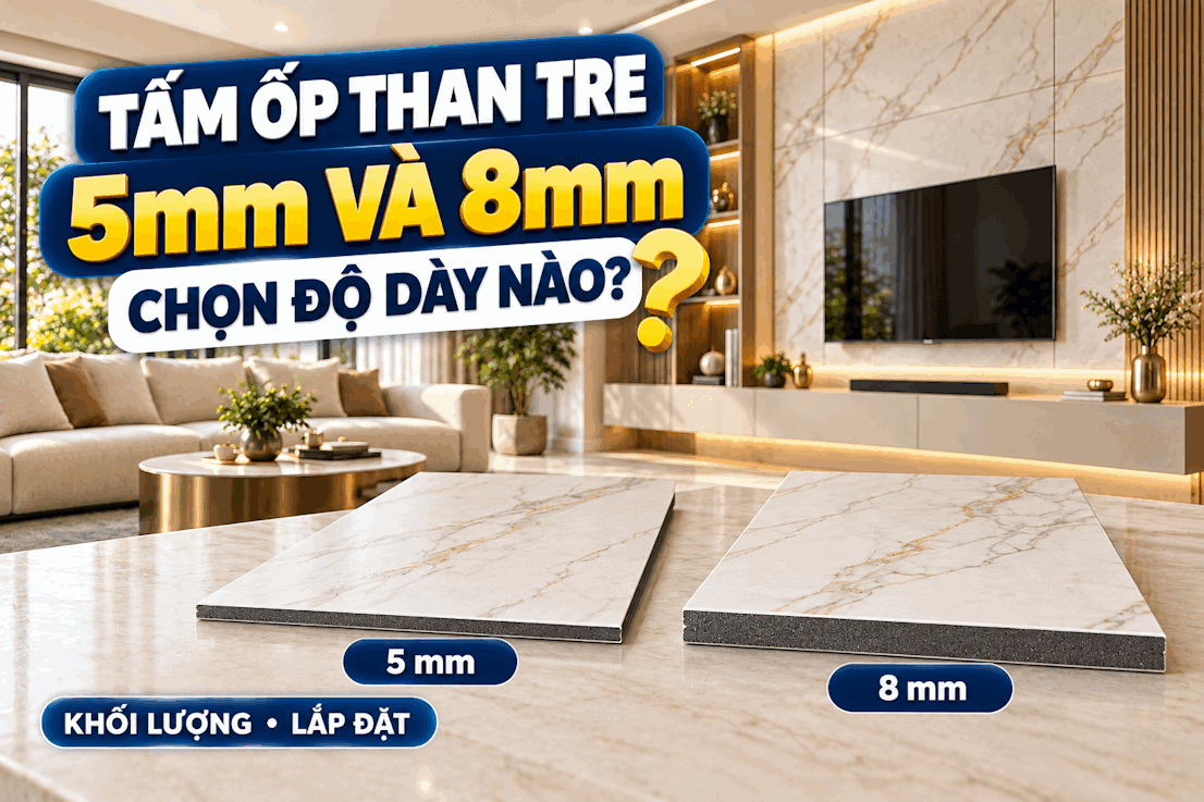 Tấm ốp than tre 5mm và 8mm: So sánh, cách chọn