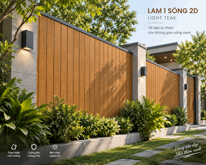 ứng dụng Gỗ Nhựa Lam 1 Sóng 2D – Light Teak