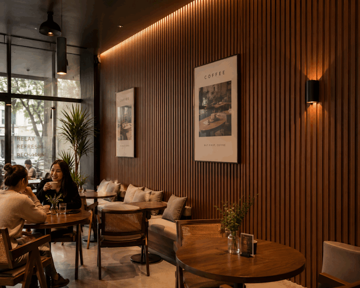 Tấm ốp lam 4 sóng cao SG-02 ốp quán cafe