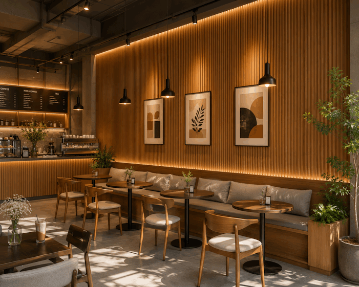 Tấm Ốp Lam 4 Sóng Cao SG-05 ốp quán cafe