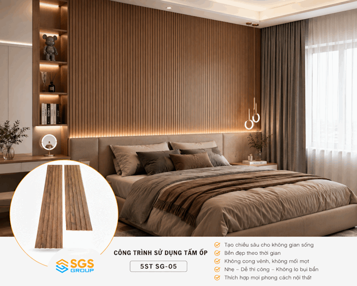 Tấm ốp lam 5 sóng thấp SG-05 ốp phòng ngủ