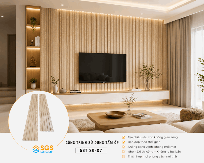 Tấm ốp lam 5 sóng thấp SG-07 ốp phòng khách