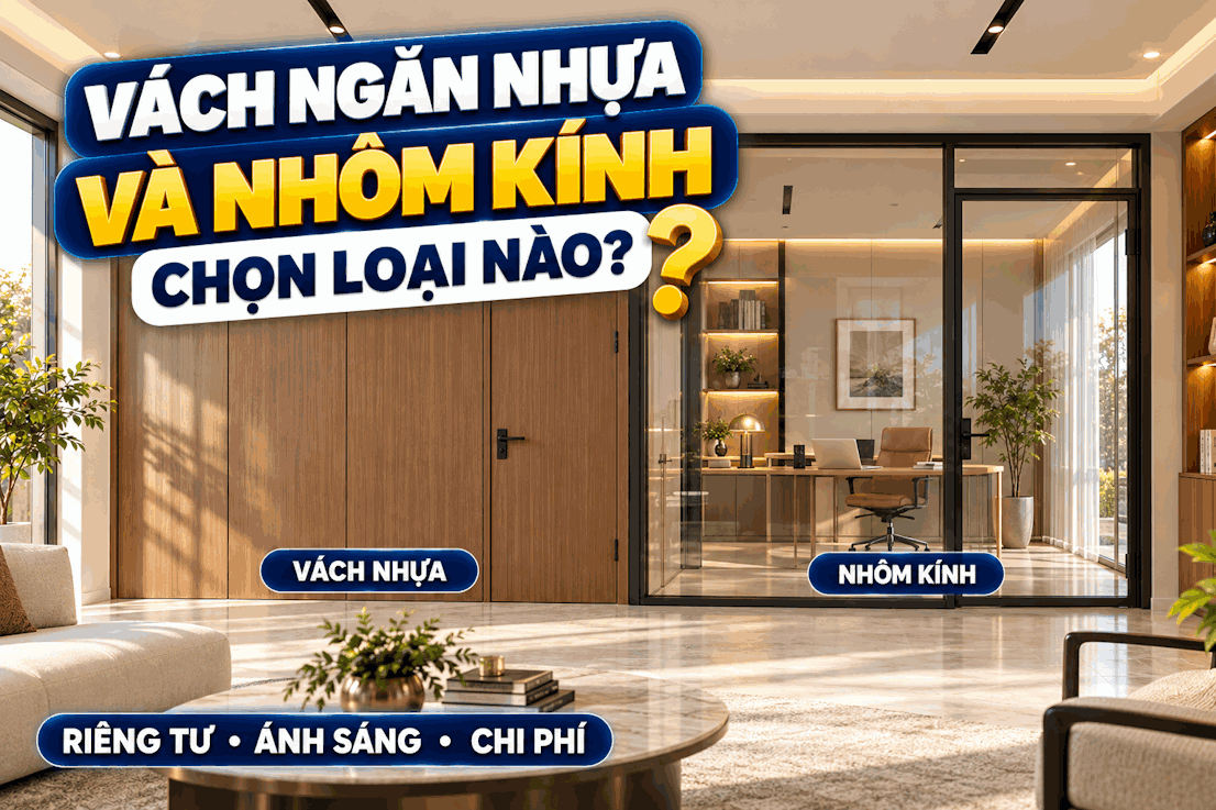 Vách ngăn nhựa và nhôm kính: So sánh, cách chọn